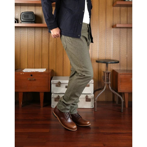 Pure Blue Japan 1170-2 OLV Sashiko Pants Olive x Olive Relaxed Tapered Black
