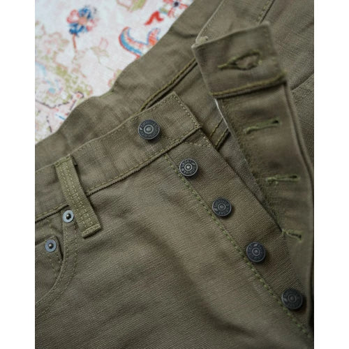 Pure Blue Japan 1175 OLV Heavy Duck Cloth Olive Relaxed Tapered