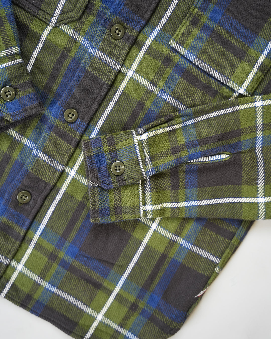 Pure Blue Japan Check Shirt 2222 Olive