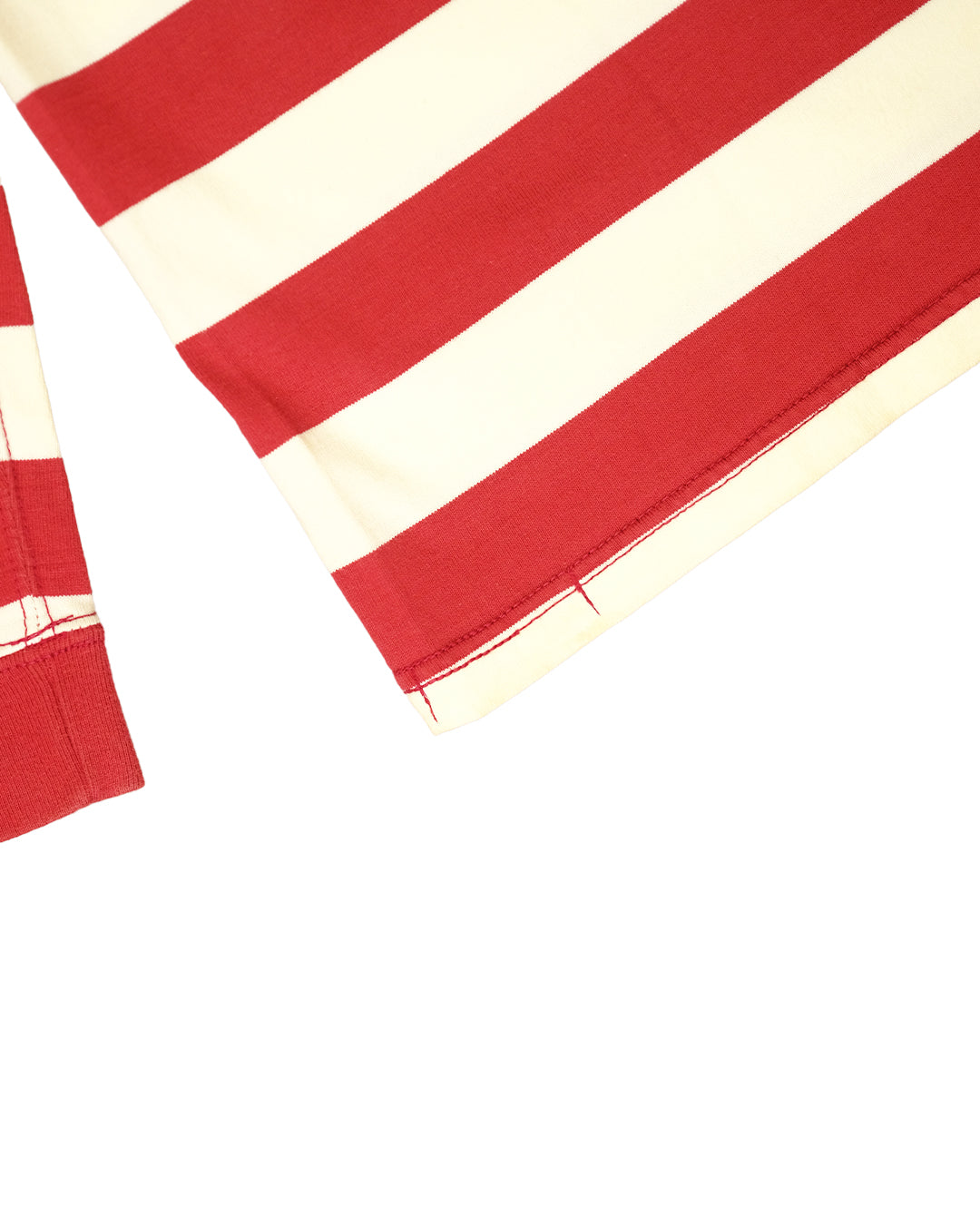 The Flat Head BORDER L/S T-Shirt BTL-07W WHITE RED