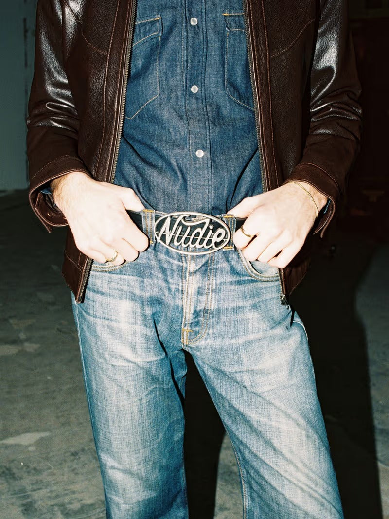 Nudie Buckle Leather Belt Black