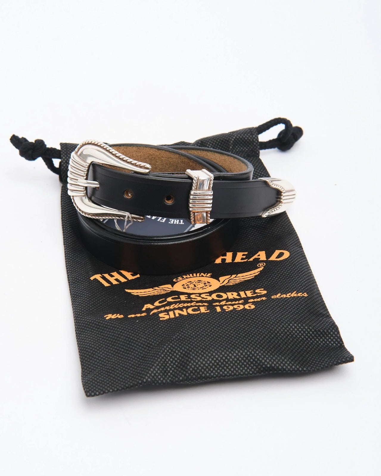 The Flat Head Western Belt FN-BE-L006 3 Piece Chromexcel Black