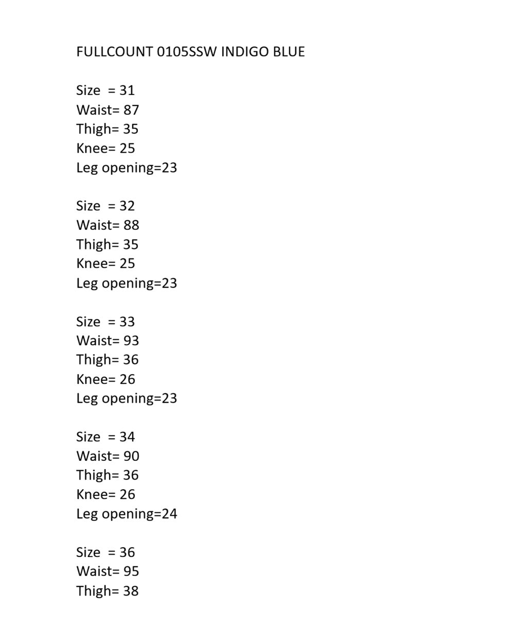 FullCount 0105SSW - Wide Denim (Super Smooth) 11.5oz Indigo Blue