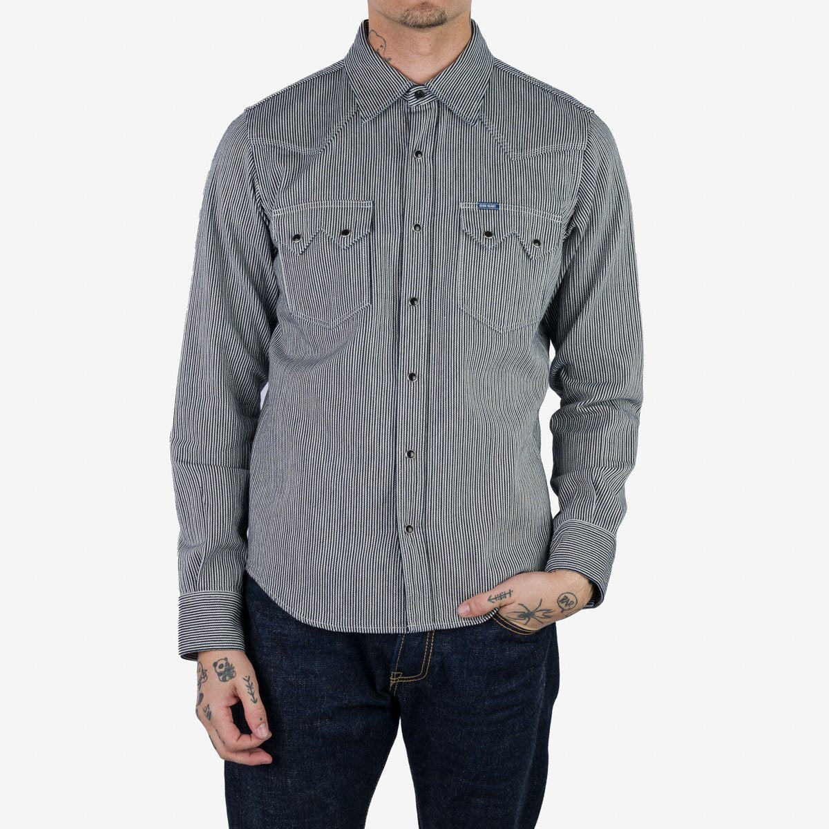 Iron Heart Shirt IHSH-365-IND 8 oz Herringbone Hickory Stripe Shirt