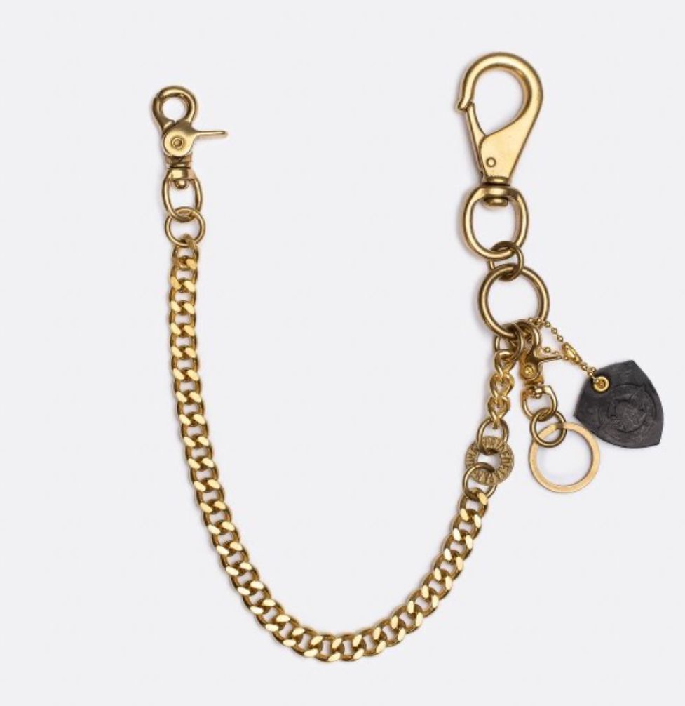 Iron Heart Wallet Chain With Large Clip And Keyring -Brass W-15