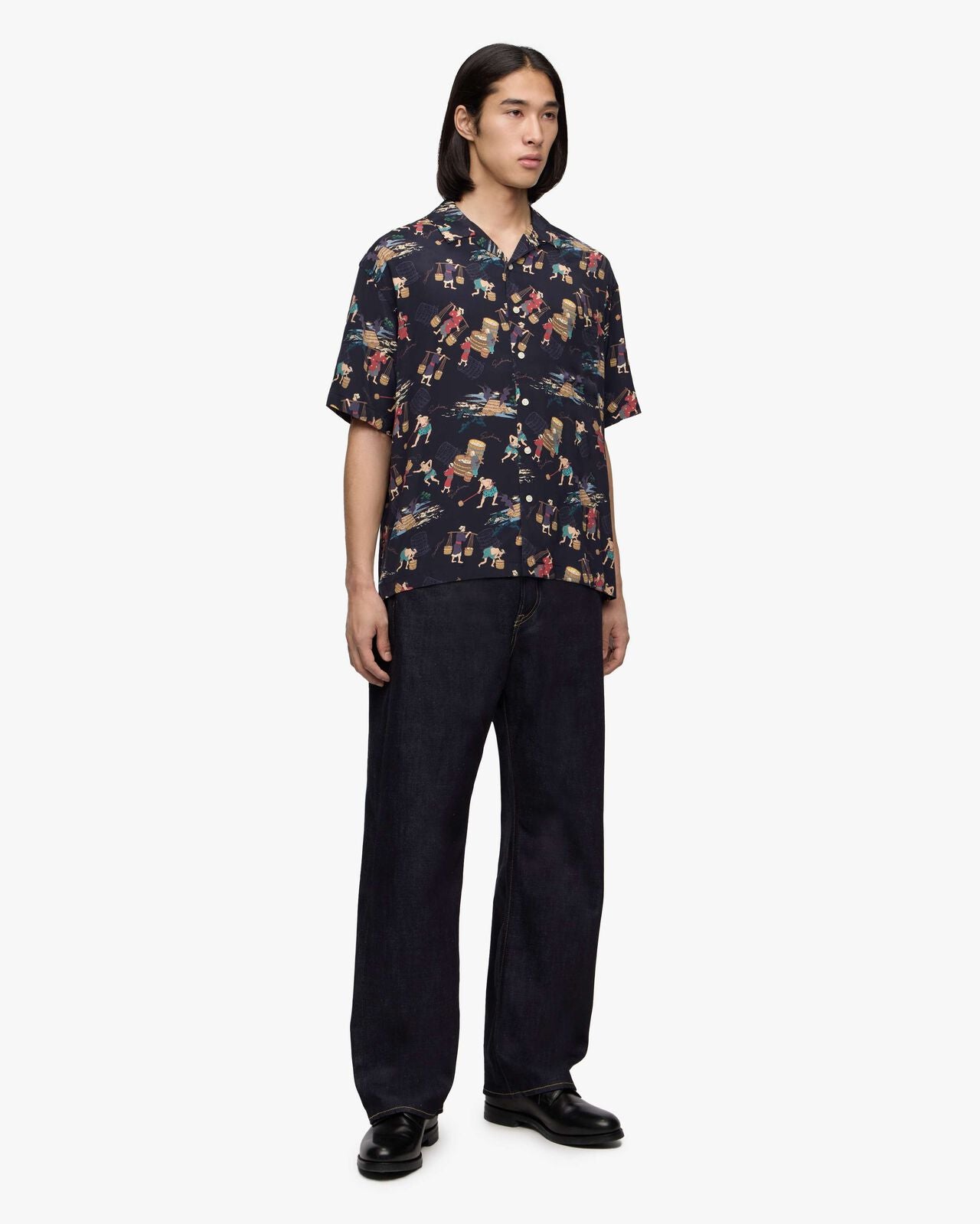 Momotaro Jeans MMSS6005 BLK RAYON S/S SHIRT