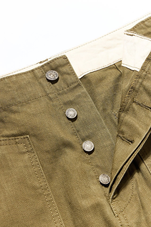 Pure Blue Japan LP-1179-OLV Sulfur Dyed Herringbone Work Pants-Olive