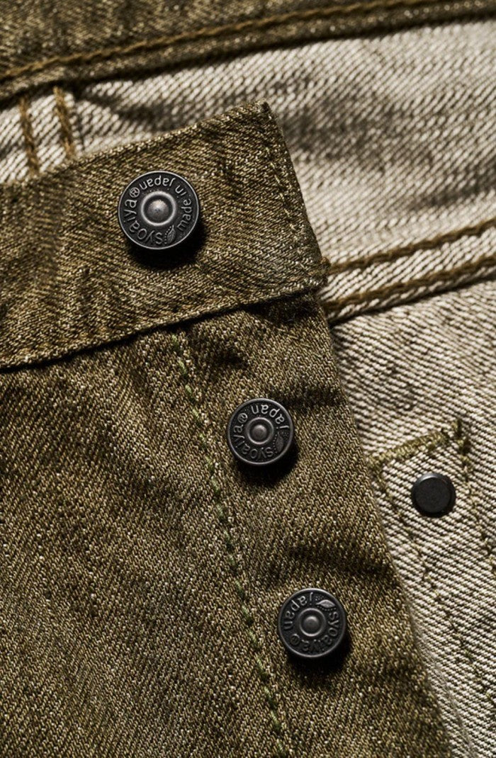 Pure Blue Japan OL-14oz-013 Olive Sulphur Dyed Jeans