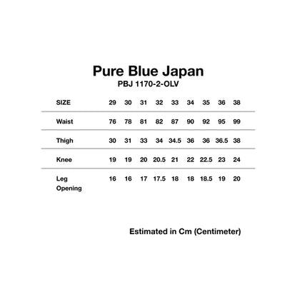 Pure Blue Japan 1170-2 OLV Sashiko Pants Olive x Olive Relaxed Tapered Black
