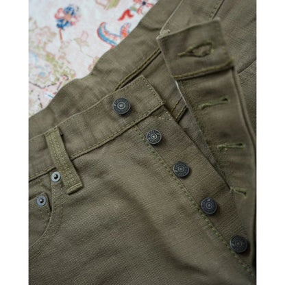 Pure Blue Japan 1175 OLV Heavy Duck Cloth Olive Relaxed Tapered