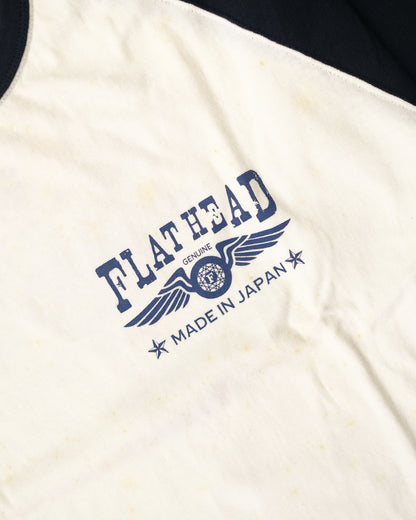 The Flat Head T-Shirt BR-16W DURABLE WEAR WHITE BLACK