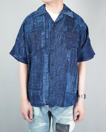 FDMTL BORO S/S SHIRT RINSE FA26/SH27R INDIGO