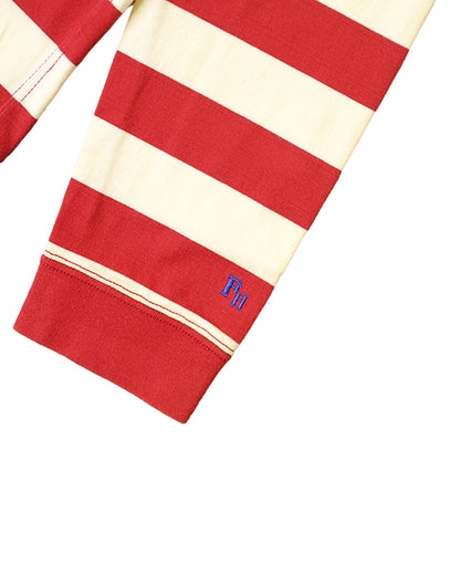 The Flat Head BORDER L/S T-Shirt BTL-07W WHITE RED