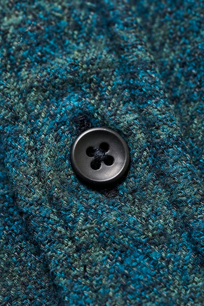 Pure Blue Japan 2235-GR Indigo Over-dyed Cotton Tweed Check Shirt - Green