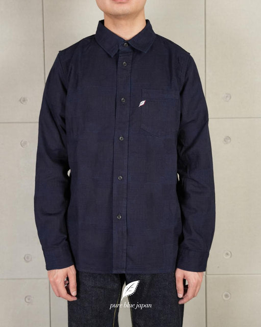 Pure Blue Japan Jacquard Patchwork Shirt long sleeve shirt 2239-ID