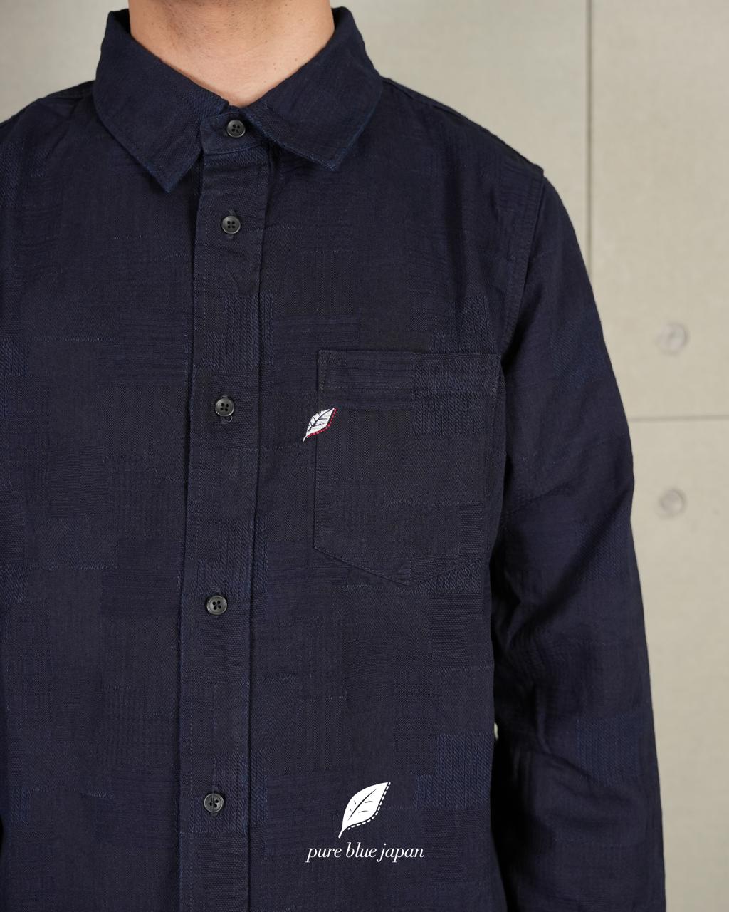 Pure Blue Japan Jacquard Patchwork Shirt long sleeve shirt 2239-ID