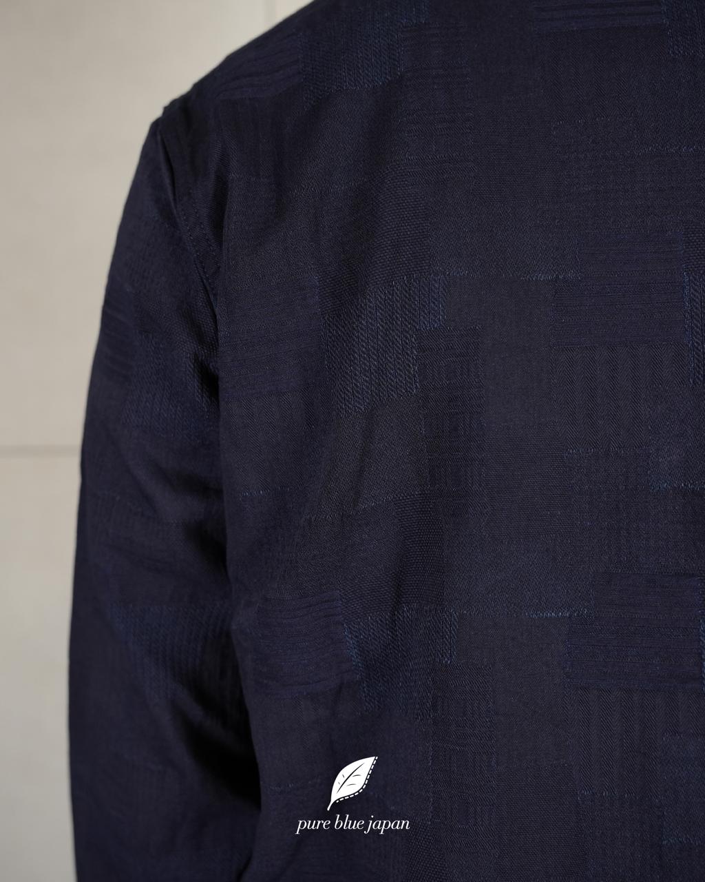 Pure Blue Japan Jacquard Patchwork Shirt long sleeve shirt 2239-ID