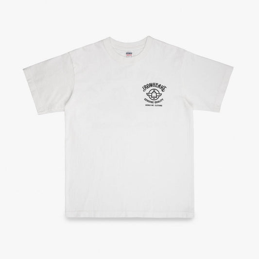 Iron Heart IHT-2502 7.5oz Printed Loopwheel Crew Neck T-Shirt - White