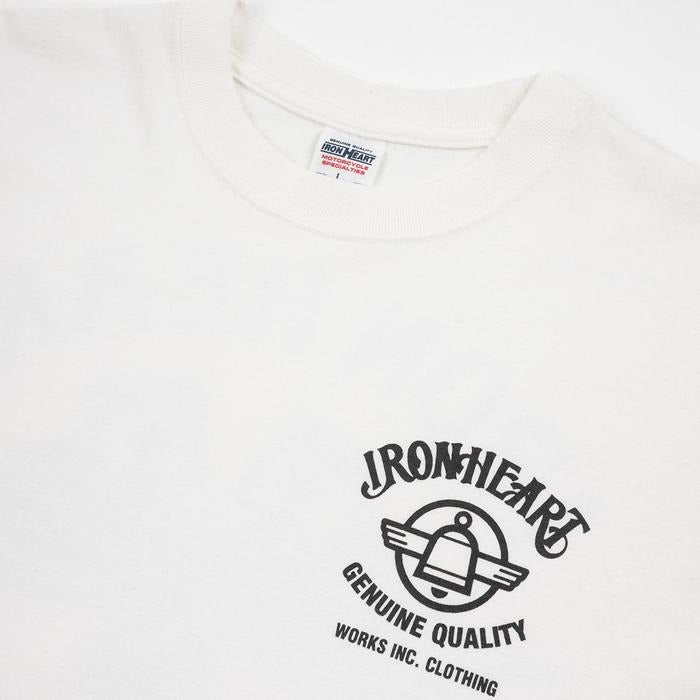 Iron Heart IHT-2502 7.5oz Printed Loopwheel Crew Neck T-Shirt - White