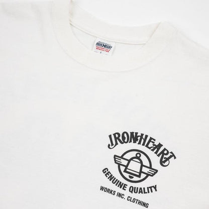 Iron Heart IHT-2502 7.5oz Printed Loopwheel Crew Neck T-Shirt - White