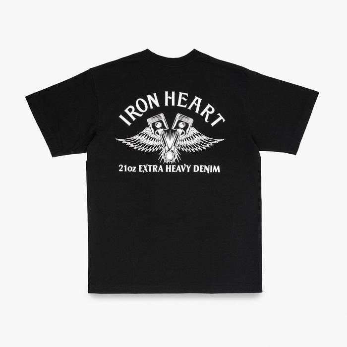 Iron Heart IHT-2502 7.5oz Printed Loopwheel Crew Neck T-Shirt Black