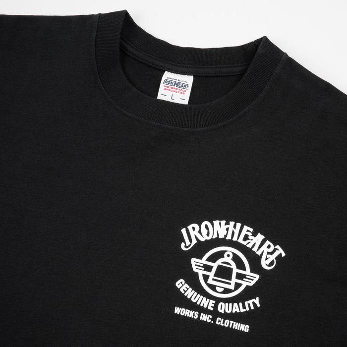 Iron Heart IHT-2502 7.5oz Printed Loopwheel Crew Neck T-Shirt Black