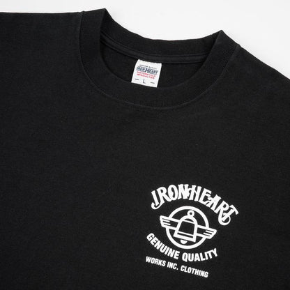 Iron Heart IHT-2502 7.5oz Printed Loopwheel Crew Neck T-Shirt Black