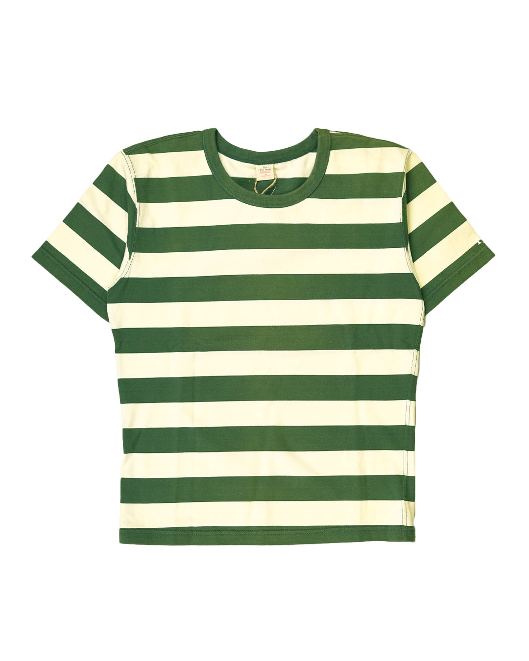 The Flat Head BORDER L/S T-Shirt BT-07W WHITE GREEN