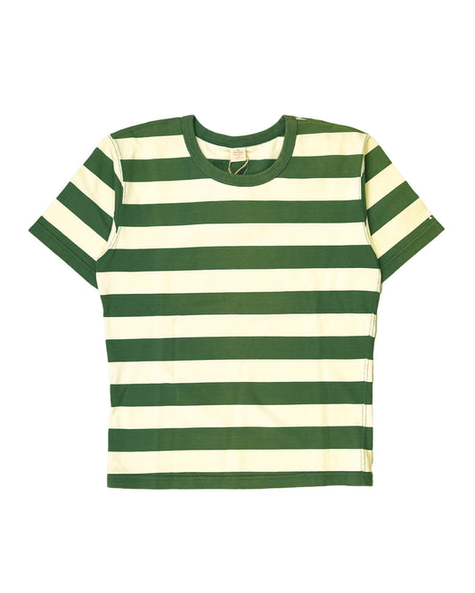 The Flat Head BORDER L/S T-Shirt BT-07W WHITE GREEN