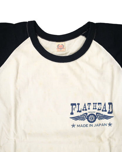 The Flat Head T-Shirt BR-16W DURABLE WEAR WHITE BLACK