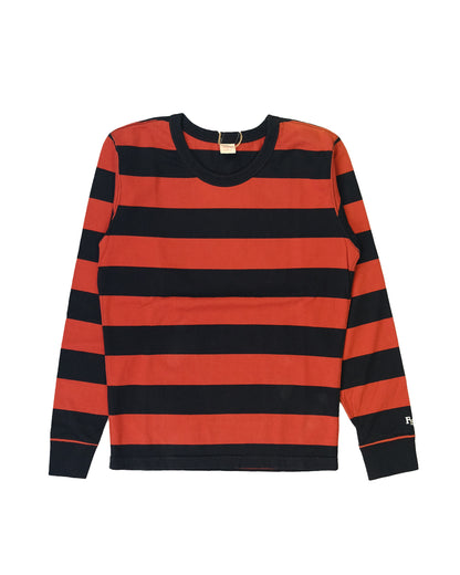The Flat Head BORDER L/S T-Shirt BTL-08W BLACK RED