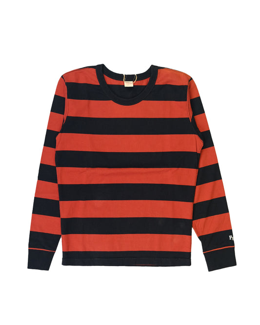 The Flat Head BORDER L/S T-Shirt BTL-08W BLACK RED