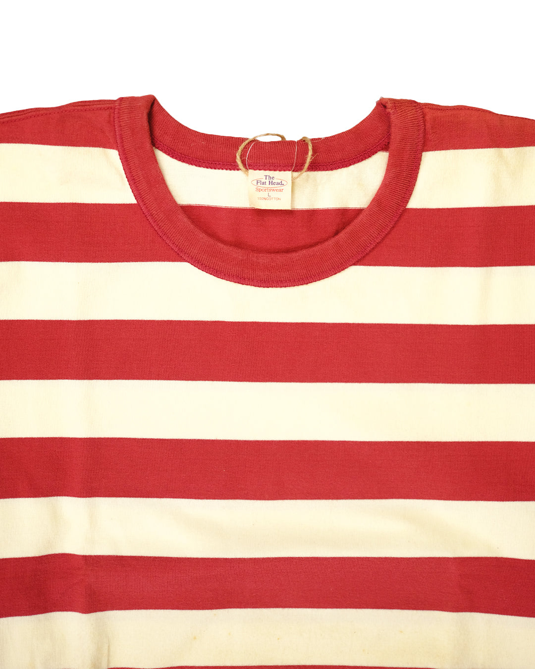 The Flat Head BORDER L/S T-Shirt BTL-07W WHITE RED