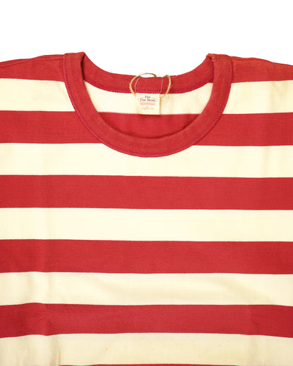 The Flat Head BORDER L/S T-Shirt BTL-07W WHITE RED
