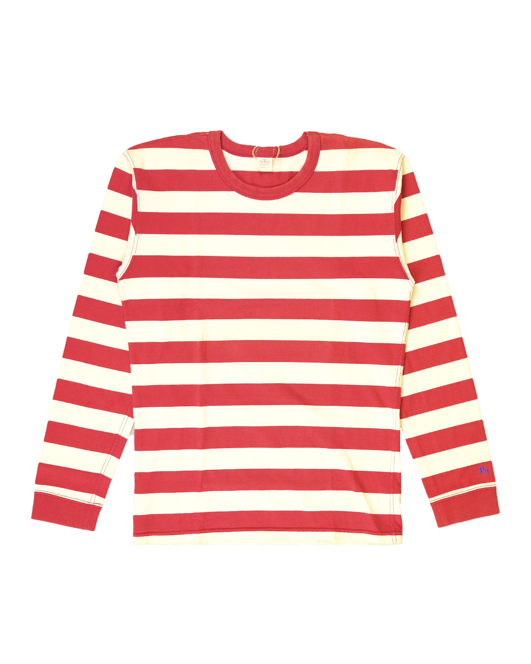 The Flat Head BORDER L/S T-Shirt BTL-07W WHITE RED