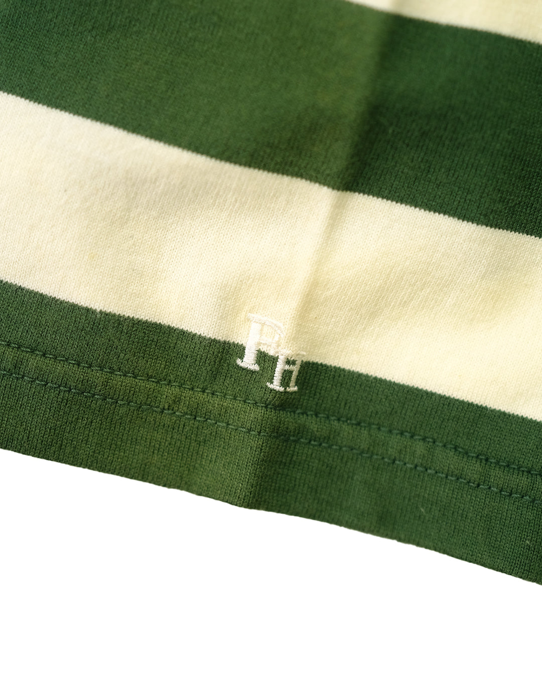 The Flat Head BORDER L/S T-Shirt BT-07W WHITE GREEN