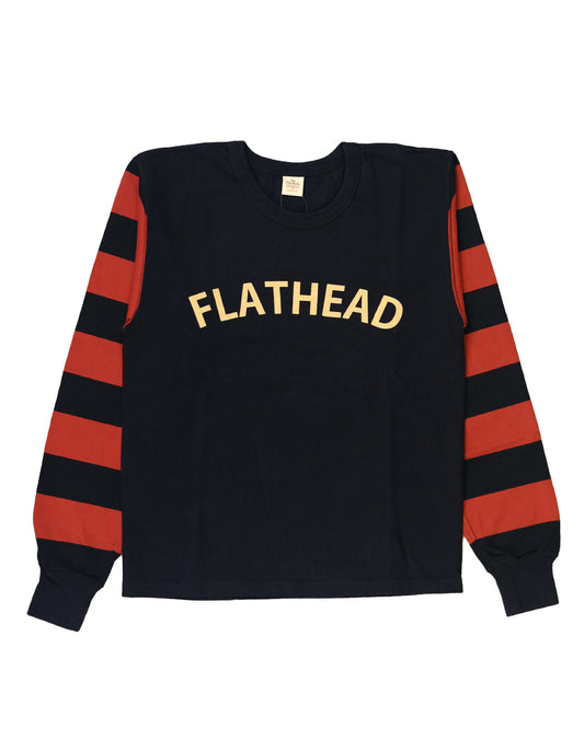 The Flat Head Border L/S T-Shirt BTL 09W BLACK RED