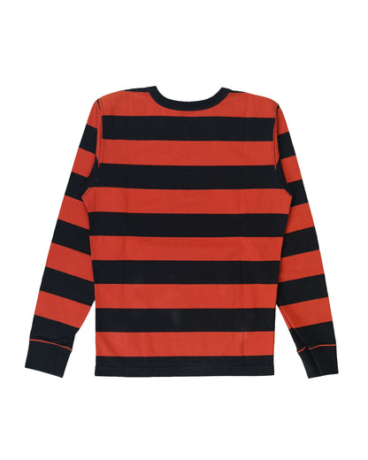 The Flat Head BORDER L/S T-Shirt BTL-08W BLACK RED