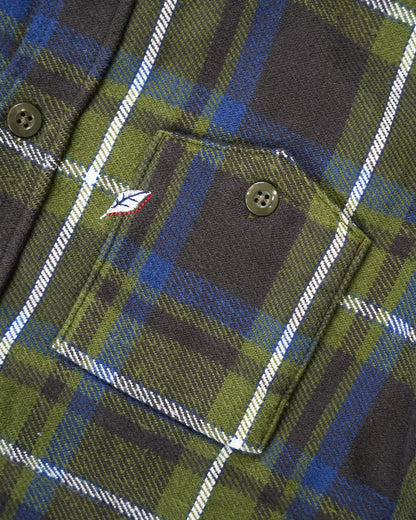 Pure Blue Japan Check Shirt 2222 Olive