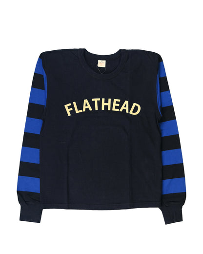 The Flat Head Border L/S T-Shirt BTL 09W BLACK BLUE Size XL