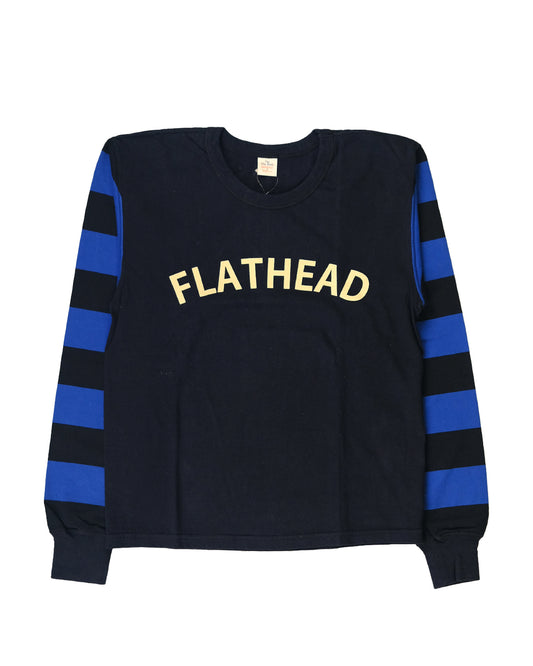 The Flat Head Border L/S T-Shirt BTL 09W BLACK BLUE Size XL