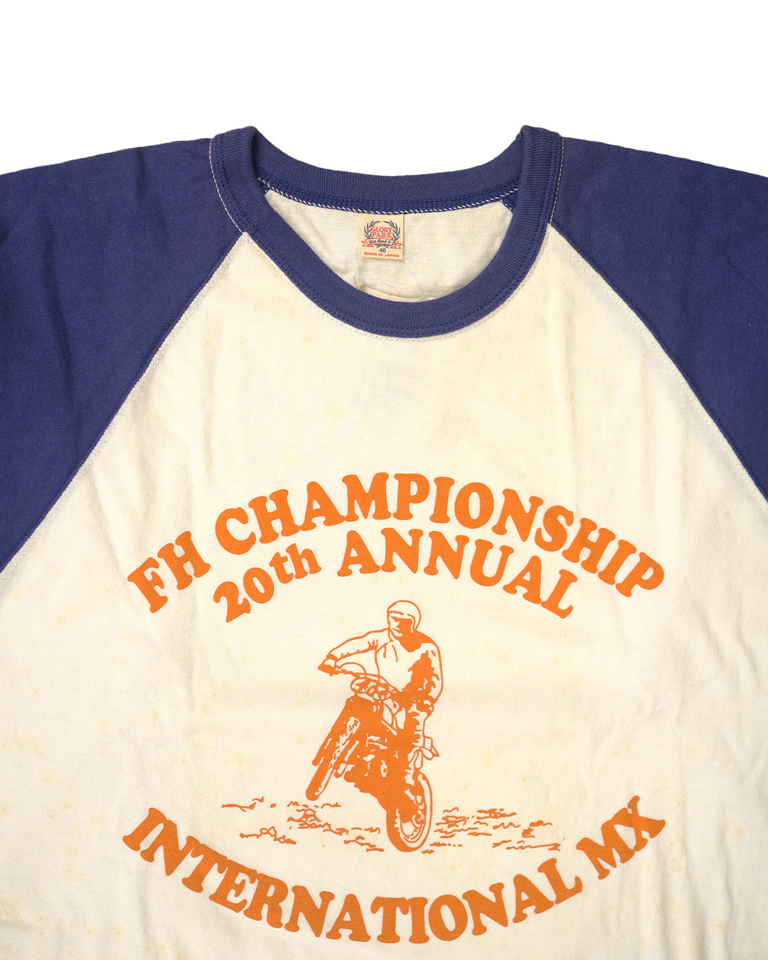 The Flat Head T-Shirt BR-08W FH CHAMP NAVY WHITE
