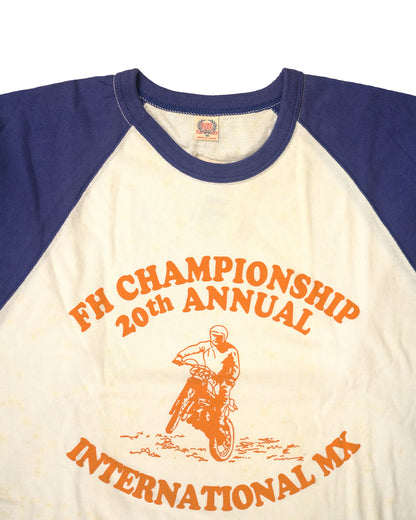 The Flat Head T-Shirt BR-08W FH CHAMP NAVY WHITE