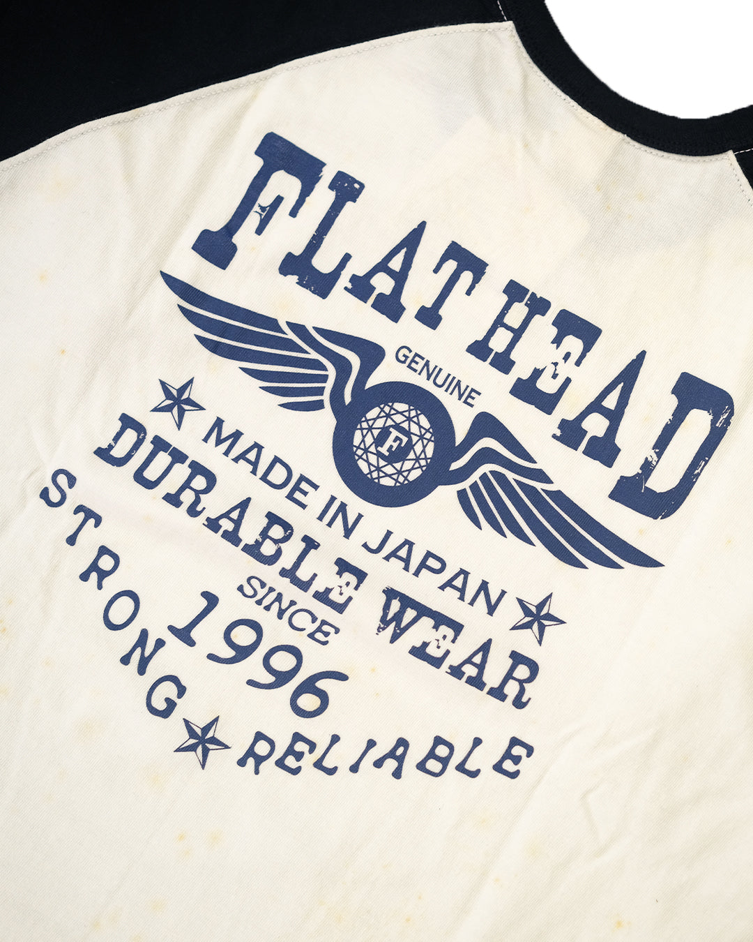 The Flat Head T-Shirt BR-16W DURABLE WEAR WHITE BLACK