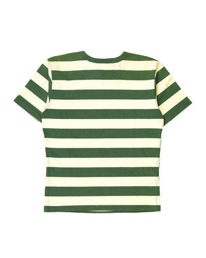 The Flat Head BORDER L/S T-Shirt BT-07W WHITE GREEN