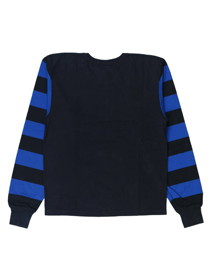 The Flat Head Border L/S T-Shirt BTL 09W BLACK BLUE Size XL