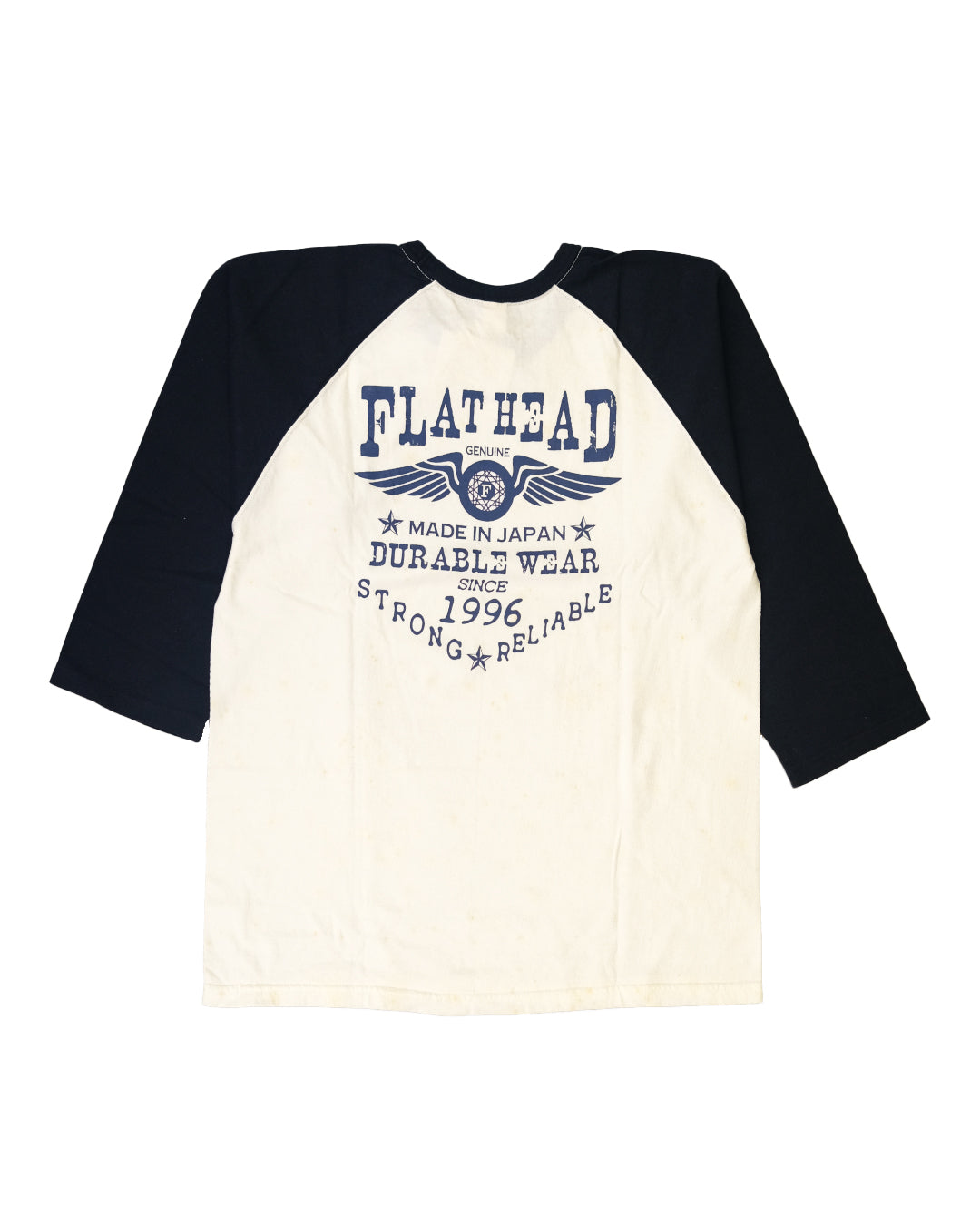 The Flat Head T-Shirt BR-16W DURABLE WEAR WHITE BLACK