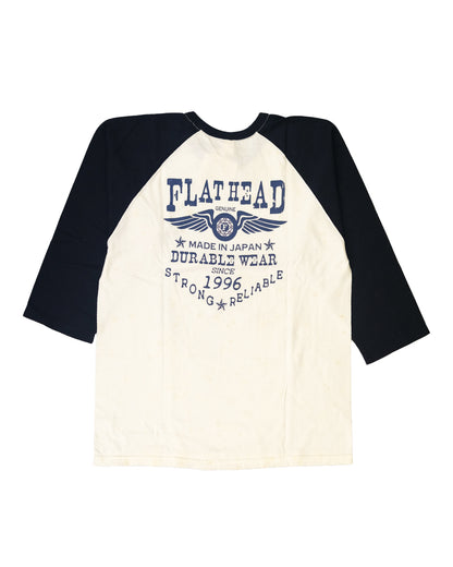 The Flat Head T-Shirt BR-16W DURABLE WEAR WHITE BLACK
