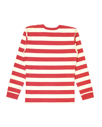 The Flat Head BORDER L/S T-Shirt BTL-07W WHITE RED