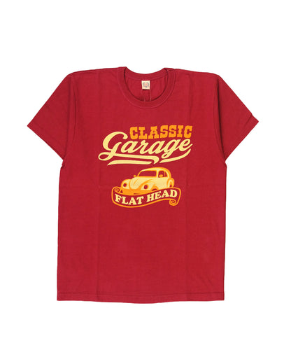 The Flat Head T-Shirt TD-58W CLASSIC GARAGE MAROON